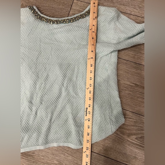 Hinge Small Light Blue Sweater with Embellished Collar (flawed missing 2 beads) - Picture 11 of 11